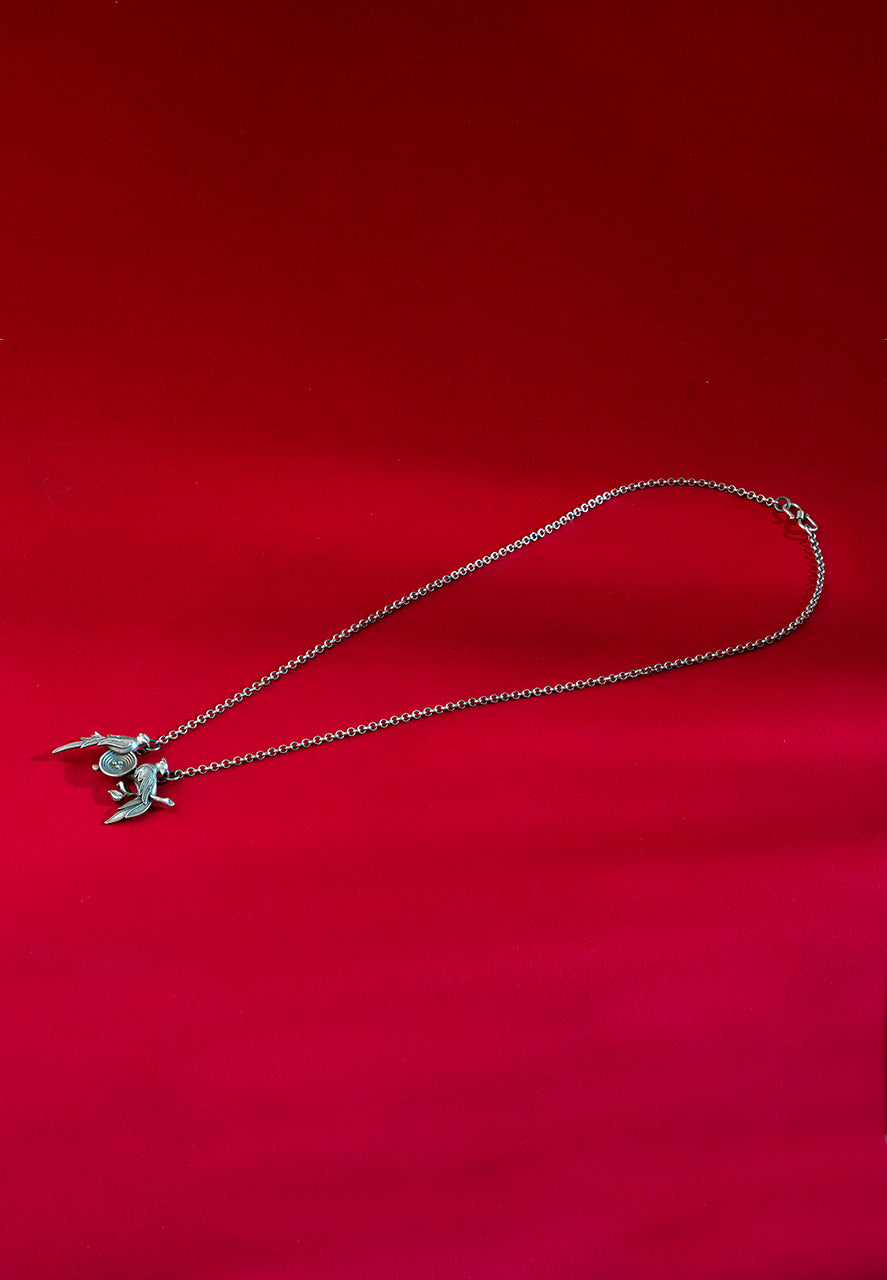 925 Silver Necklace-Birds In A Nest Contemporary Necklace And Ring Set (6) Ridya Fashions