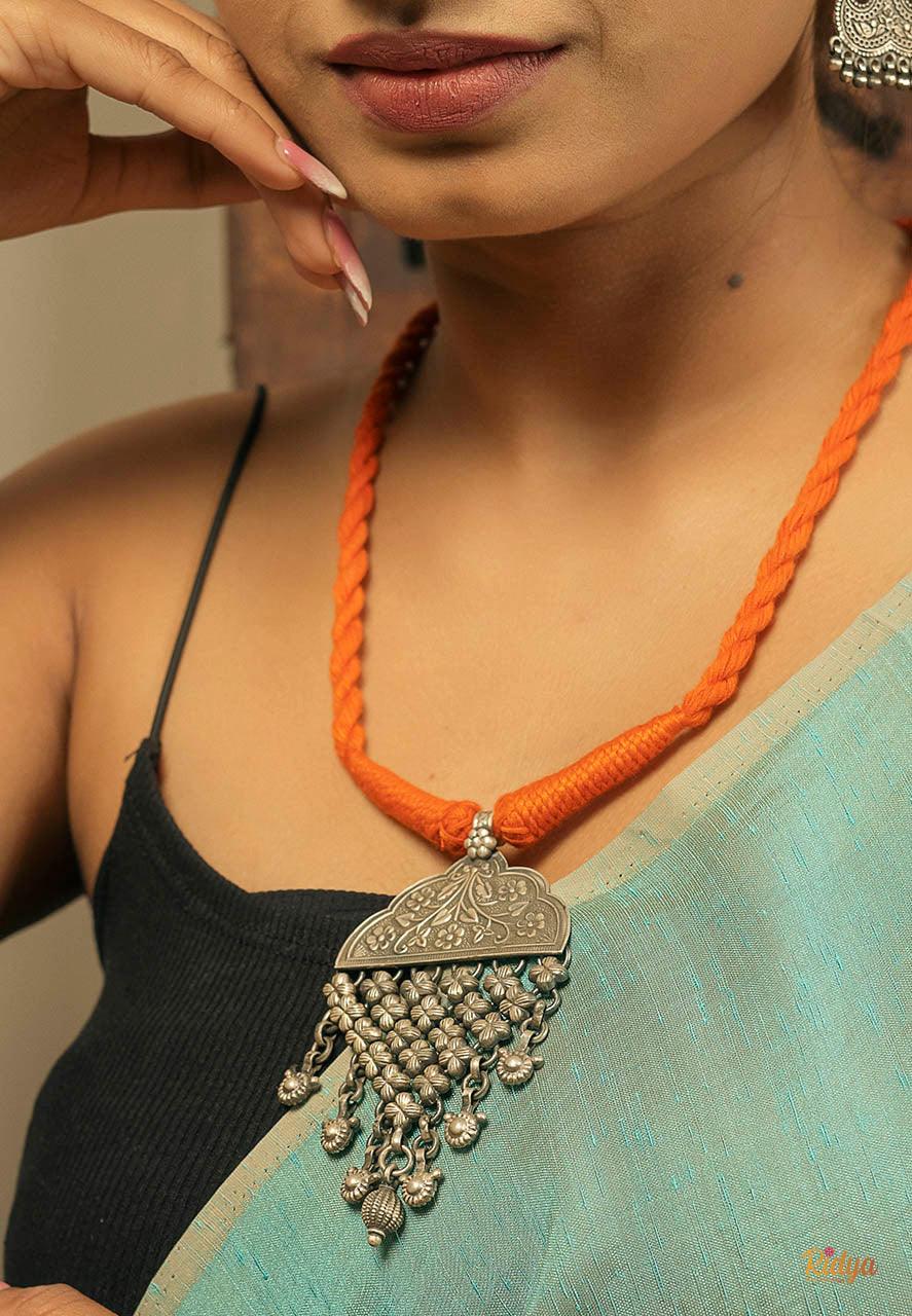 925 Silver Necklace Online-Dropping Flowers Classic Thread Necklace (1) Ridya Fashions