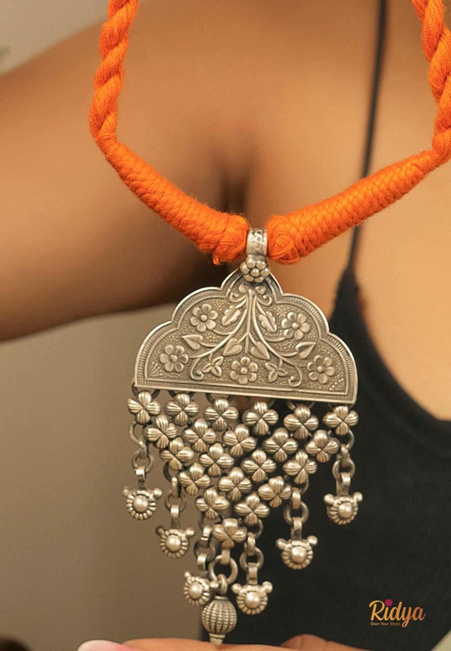 925 Silver Necklace Online-Dropping Flowers Classic Thread Necklace (2) Ridya Fashions
