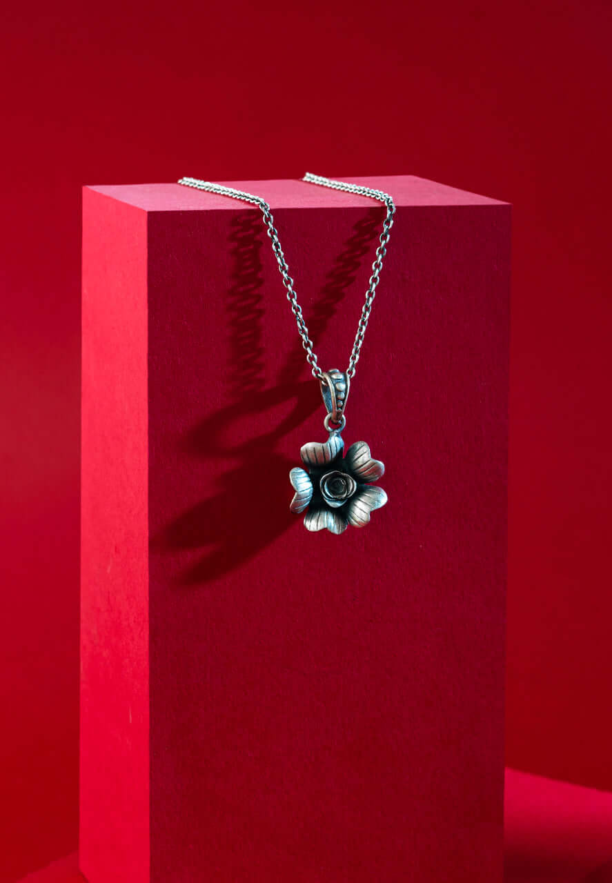925 Silver Necklace-Rose Elegant Everyday Necklace (3) Ridya Fashions