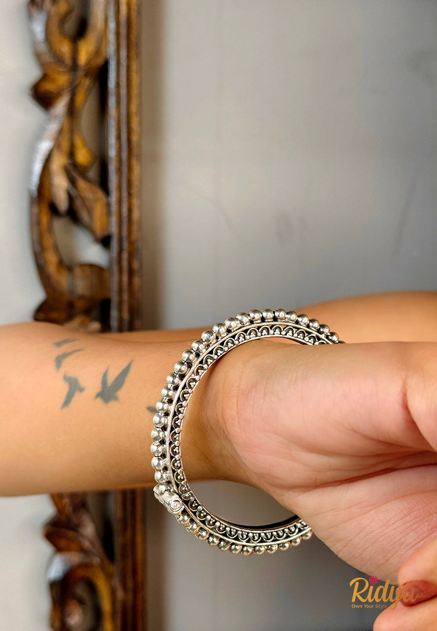 Silver Kada for Women-Daana Details Versatile Ball Kada (1) Ridya Fashions