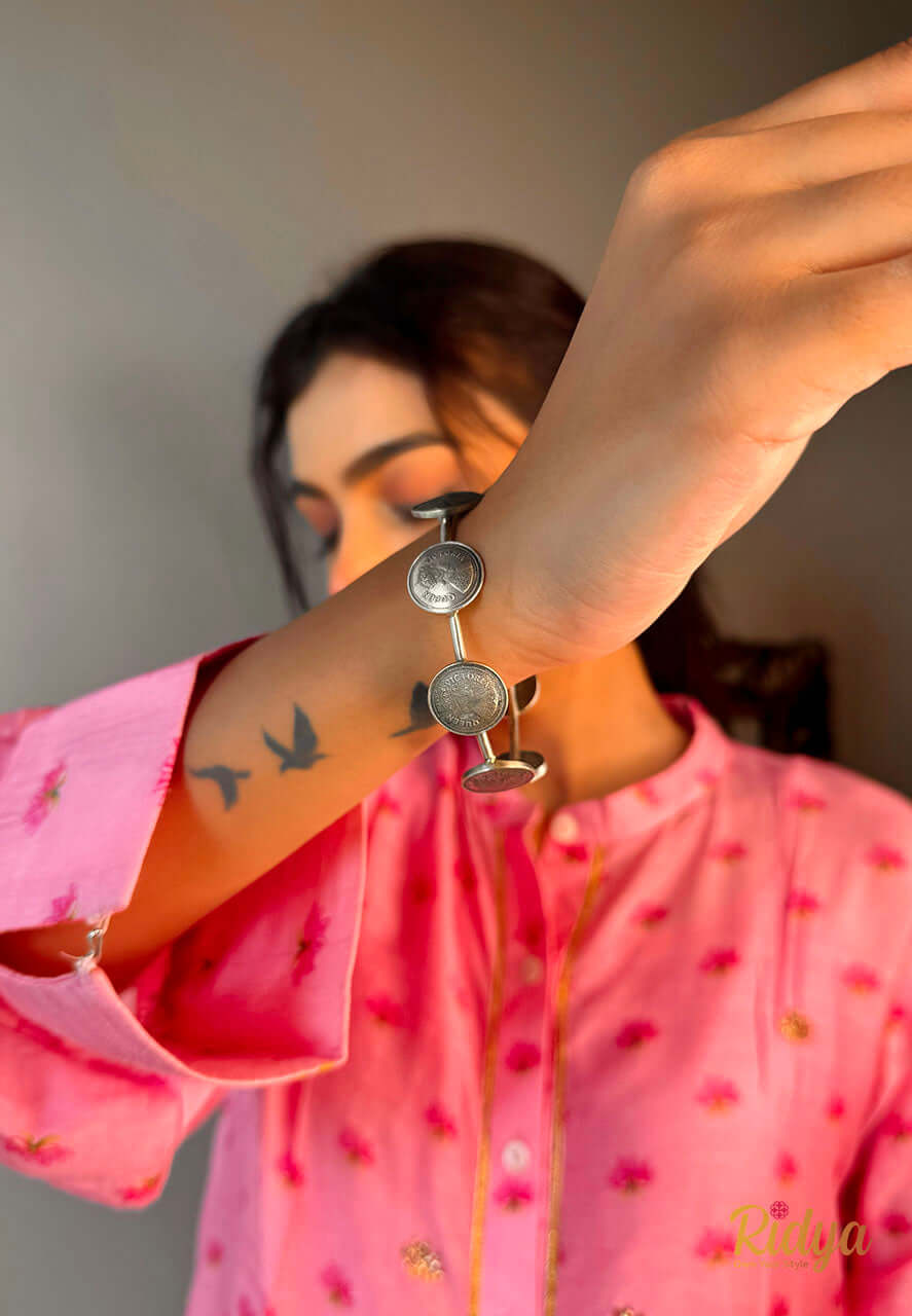 Bangles in Silver-Victorian Coins Embellished Elegant Kada (1) Ridya Fashions