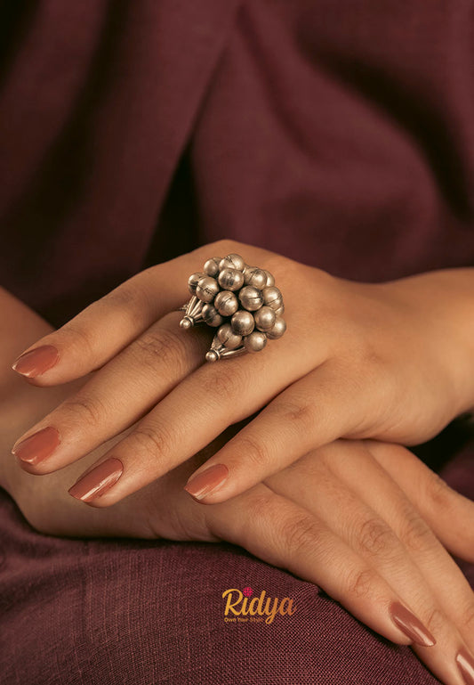 925 Silver Rings-A Bunch of Ghungru Tribal Inspired Ring (1) Ridya Fashions