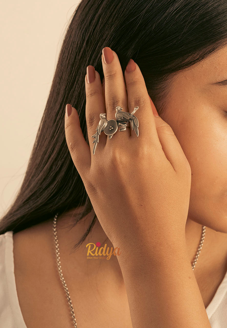 925 Silver Rings-Birds In A Nest Contemporary Ring (1) Ridya Fashions