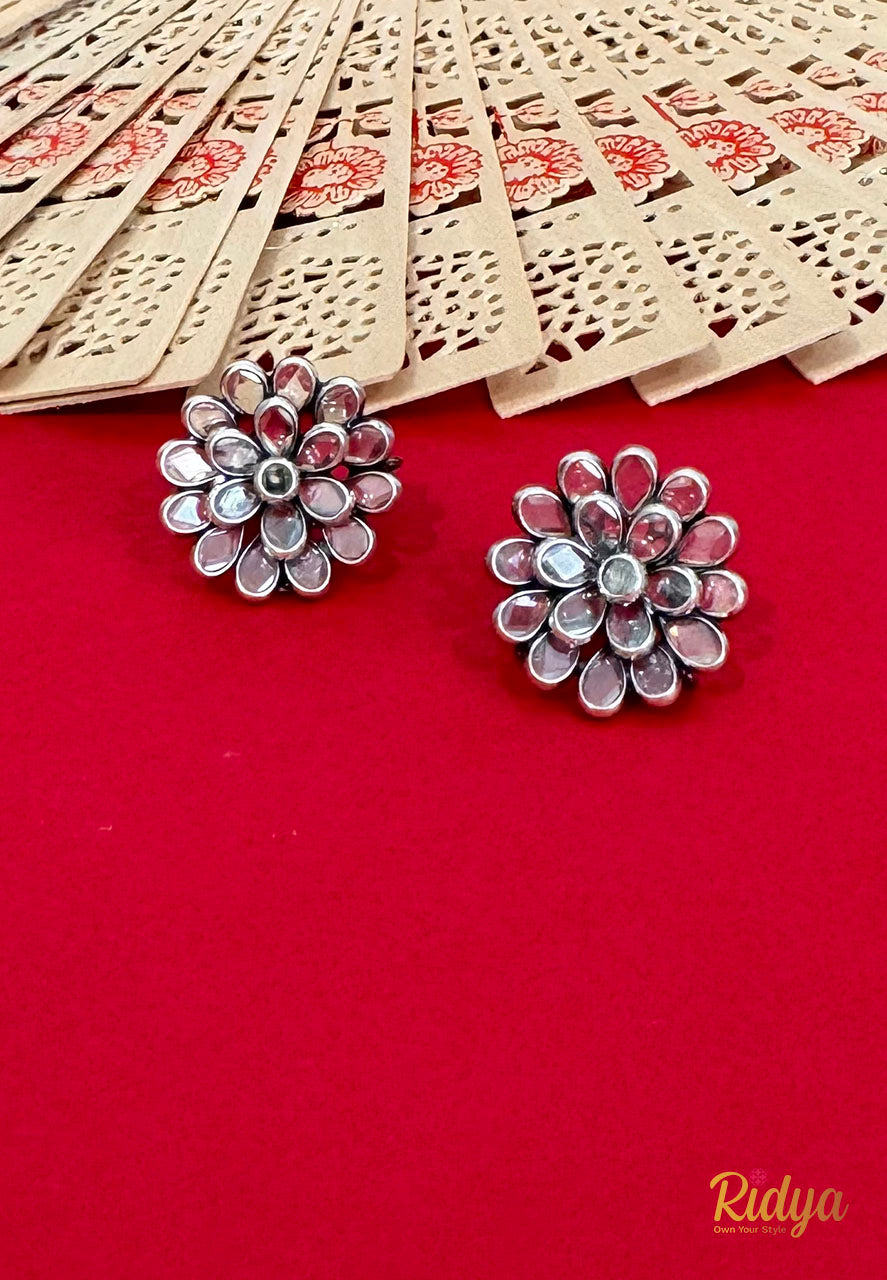 Designer Silver Earrings Online- Crystal Dazzling Stud Earrings (3) Ridya Fashions