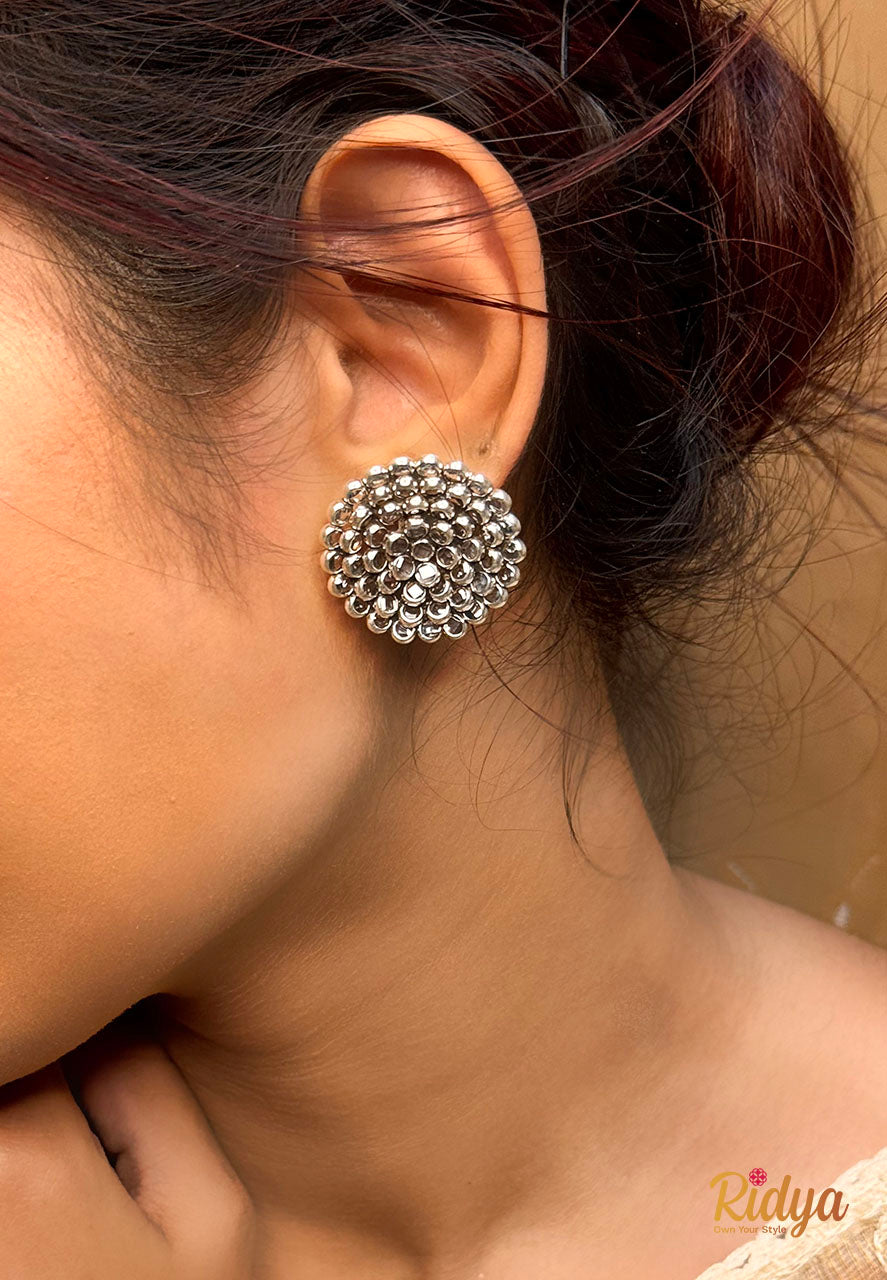 Buy Silver Stud Earrings Design-Crystal Flower Dazzling Stud Earrings (2) Ridya Fashions