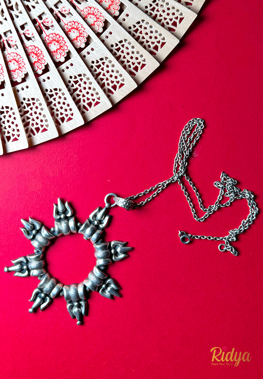 Shop Pure Silver Necklace-Shiva Damru Trishul Necklace (3) Ridya Fashions