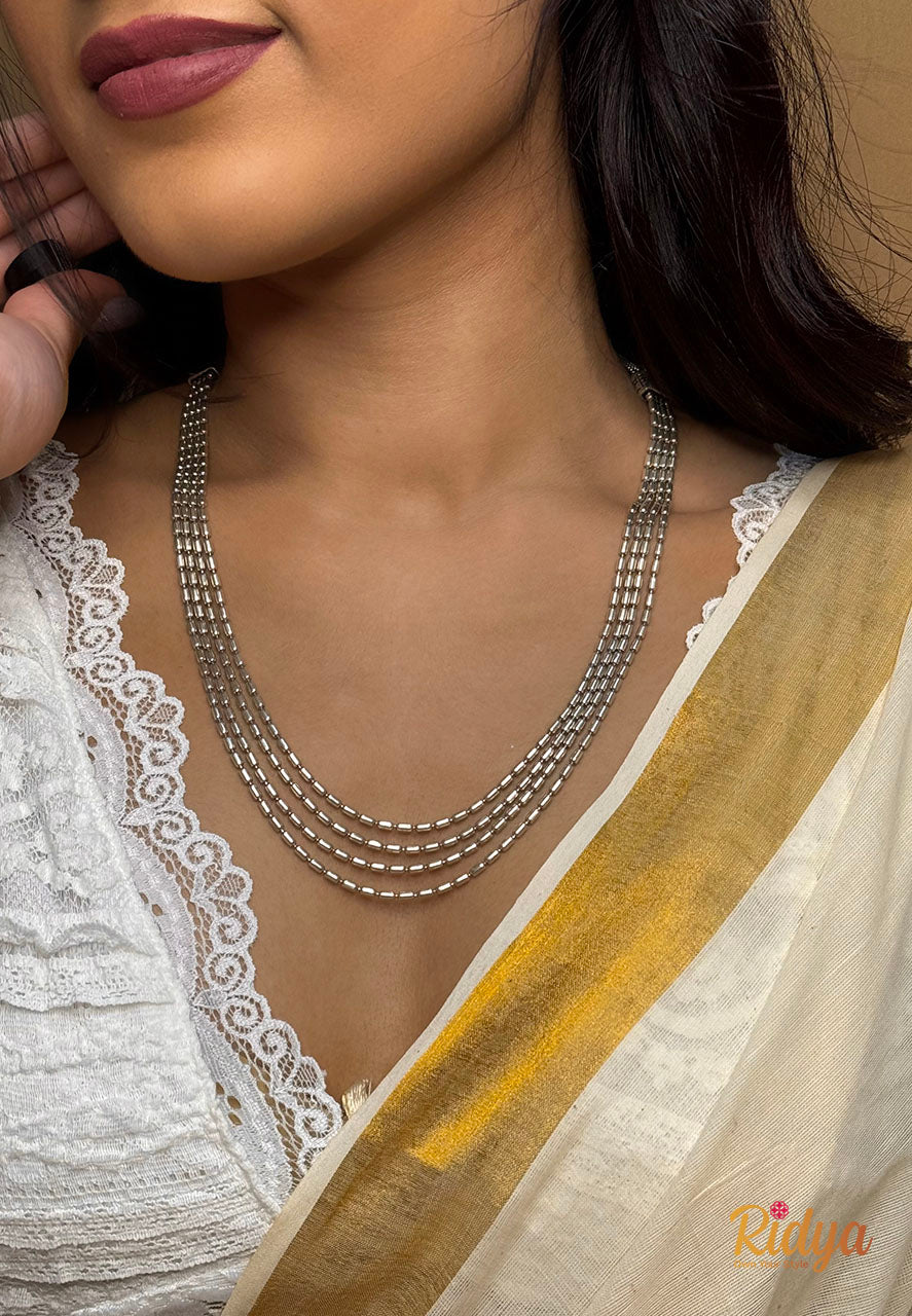 Pure 92.5 Silver Necklace-Four Layer Elegant Chain Necklace (1) Ridya Fashions