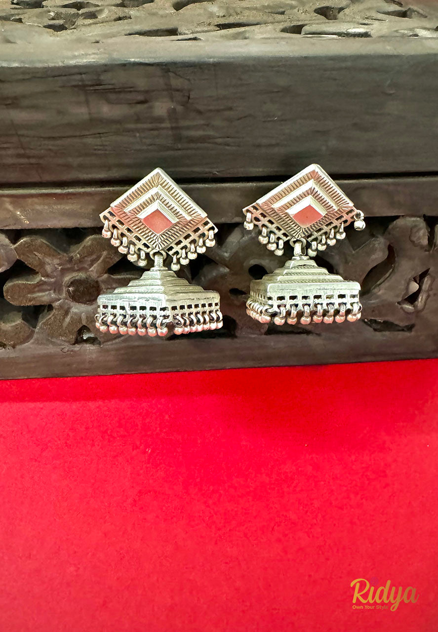 Detailed Ladder Ghungru Jhumka Earrings