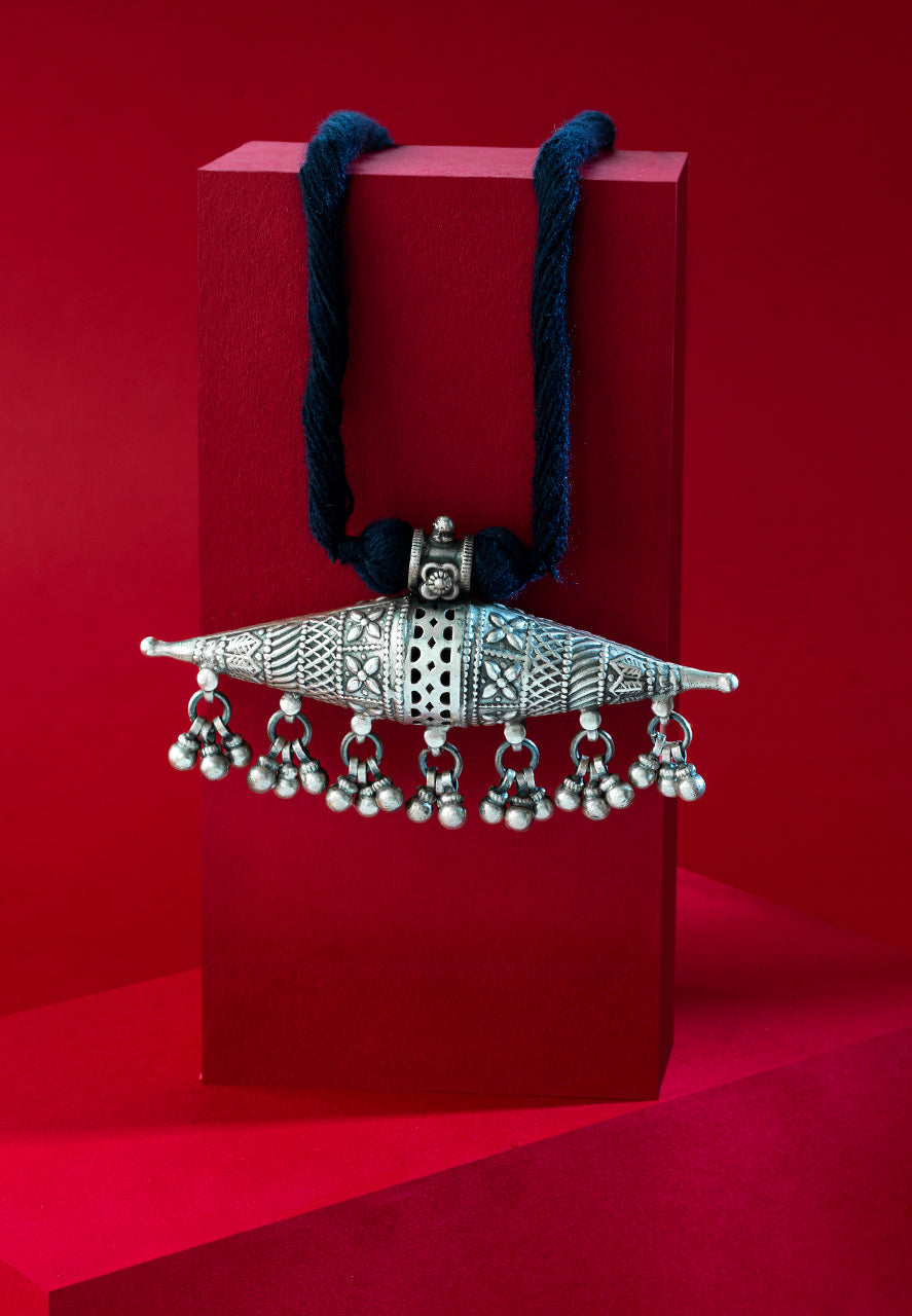 925 Silver Necklace-Intricate Details Tribal Inspired Bicone Classic Dori Necklace (3) Ridya Fashions