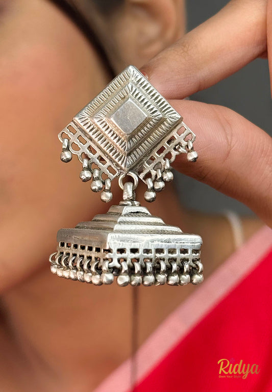 Detailed Ladder Ghungru Jhumka Earrings