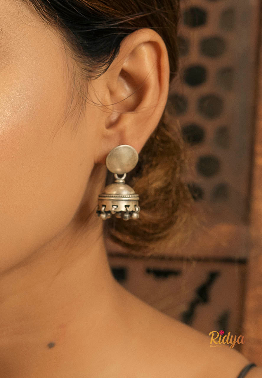 925 Pure Silver Earrings-Solid Mini Versatile Jhumka Earrings (1) Ridya Fashions