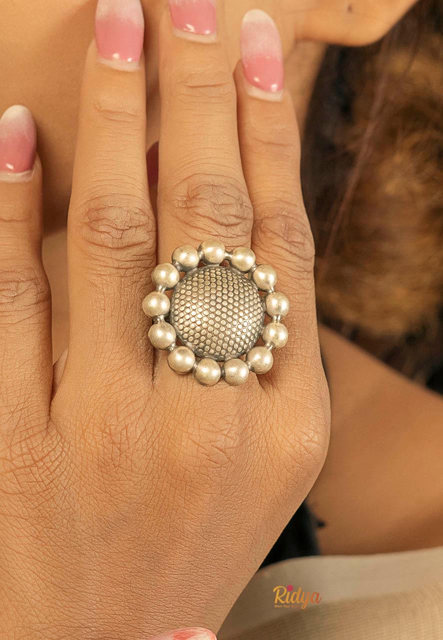 925 Silver Ring-String of Balls Intricate Casual Ring (3) Ridya Fashions